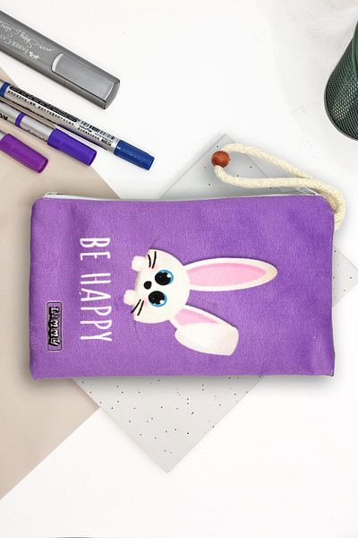 Limmy Purple Rabbit Colored Cute Pencil Case - Washable Cloth