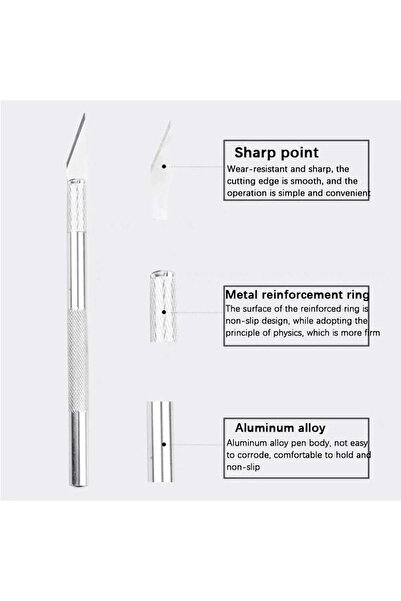 DESİGN Design Knife Tasarım Hobi Kretuar Bıçağı 5 Uç Yedekli Set