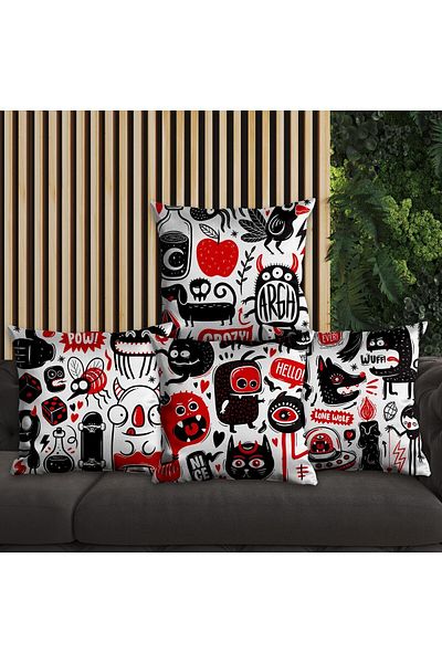 EJOYA Graffiti 4-piece Pillow and Throw Pillow Set - 45cm, 113841