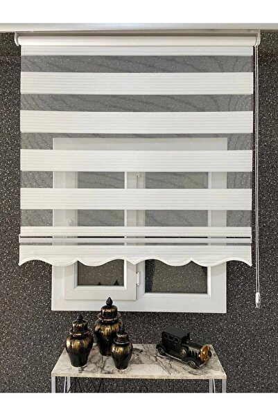 NetworkAvm Pliseli Zebra Stor Perde Etek Dilimli Beyaz (alüminyum Kasa+etek D...