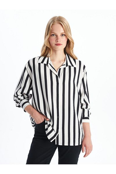 LC Waikiki Cămașă oversize cu dungi pentru femei