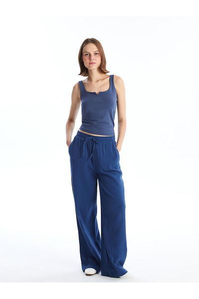 LC Waikiki Women's Crop Tank Top - U Collar, Straight Cut