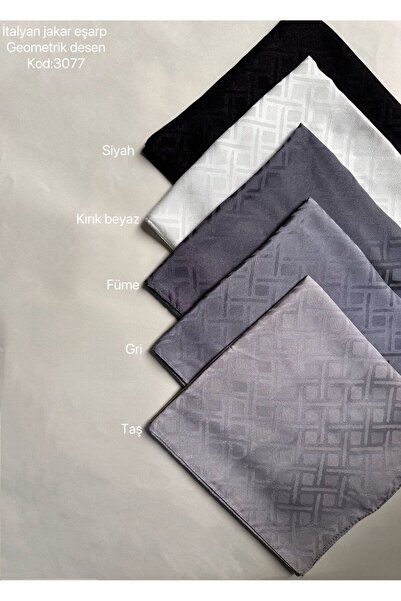 ARMANDA ITALIAN JACQUARD GEOMETRIC PATTERN SCARF - BLACK