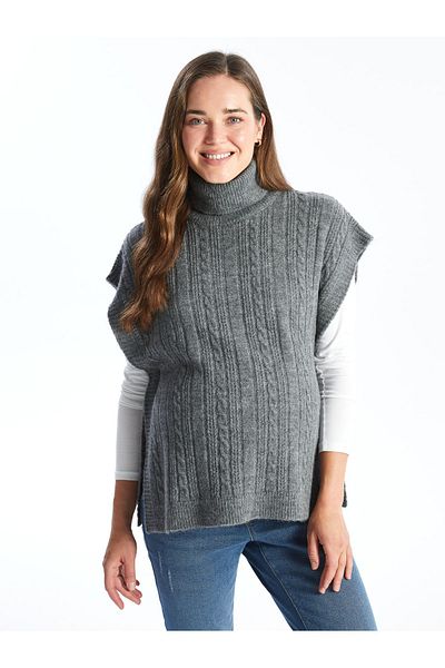 LC Waikiki Damen-Strickpullover – Rollkragenpullover, selbstgemustert