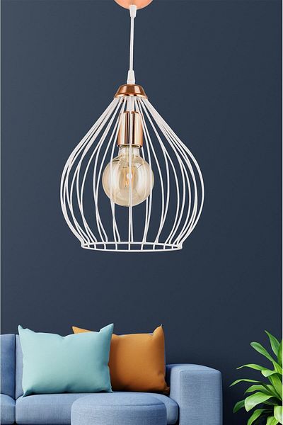 DEDE White Copper Single Pear Pendant Lamp