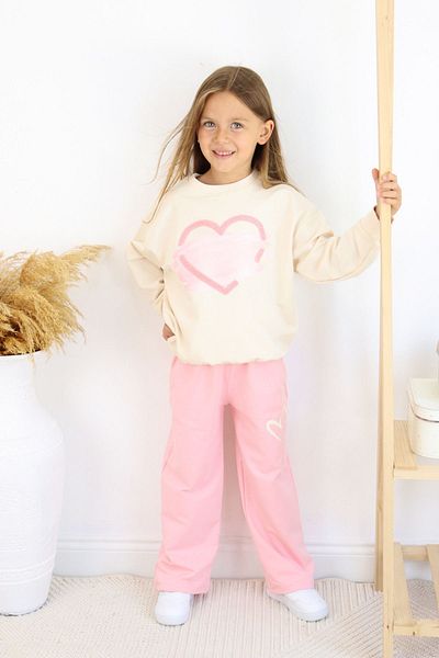 e-çocuk Girl's Lower Upper Set Heart Printed Pipe Leg 6824