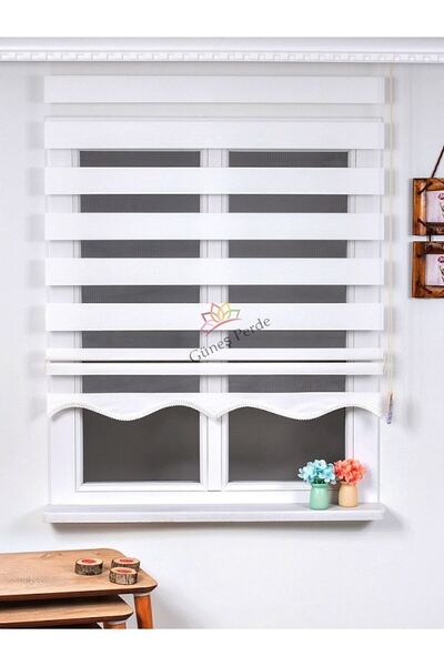 NetworkAvm Beyaz Bambu Zebra Stor Güneşlik Perde Etek Dilimli(alüminmyumkasa)