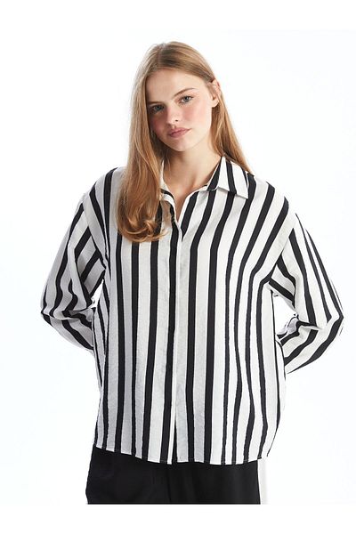 LC Waikiki Cămașă oversize cu dungi pentru femei