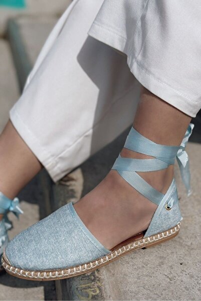 I Love Shoes Roseta Jean Bilekten Bağlamalı Babet Bebek Mavisi