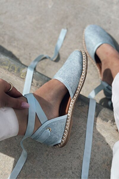 I Love Shoes Roseta Jean Bilekten Bağlamalı Babet Bebek Mavisi