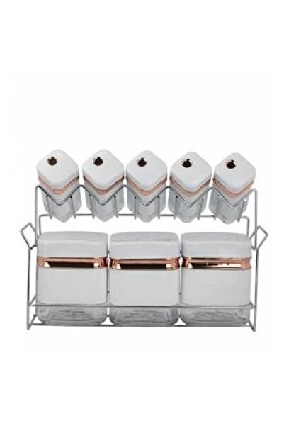 DURA FİONA 8 PARÇA STANDLI BEYAZ BAHARAT TAKIMI