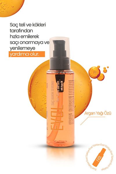 EVOL Repairing Nourishing Argan and Keratin Hair Care Oil for Healthy, Shiny Hair 100 ml