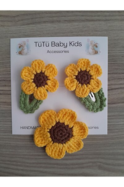 Accessories مجموعة ديزي محبوكة مكونة من 3 قطع، مجموعة إبزيم محبوكة للأخت والأخت