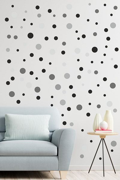 ENGINPRINT Gray Tone Large and Small Round Shape Wall Sticker 99 Pieces