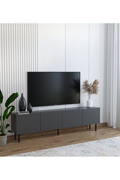 subahome Minimalist 160 cm Demir Ayaklı Antrasit Tv Ünitesi - İdeal Ebatlarla...