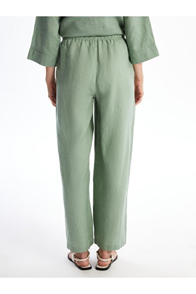 LC Waikiki Lněné dámské kalhoty – rovné, široké nohavice a pružný pas