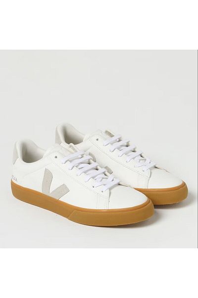 VEJA White Campo - حذاء رياضي نسائي من جلد الغزال الطبيعي باللون الأبيض الفائق