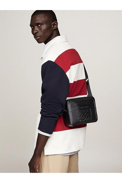 Tommy Hilfiger Tommy Hilfiger Black Textured Men Crossover Bag