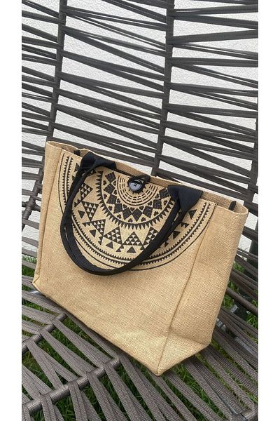 Mercan Ethnic Patterned Women's Hand and Shoulder Bag - Straw Beach Bag