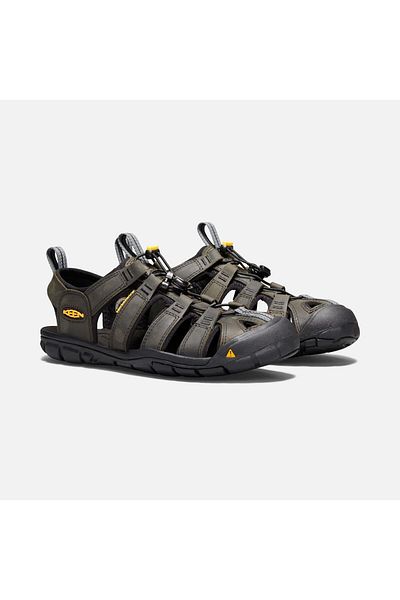 Keen Clearwater Cnx Leather - Δερμάτινα Ανδρικά Σανδάλια - Χακί/μαύρο