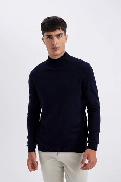 DeFacto Πουλόβερ NAVY Slim Fit με ζιβάγκο