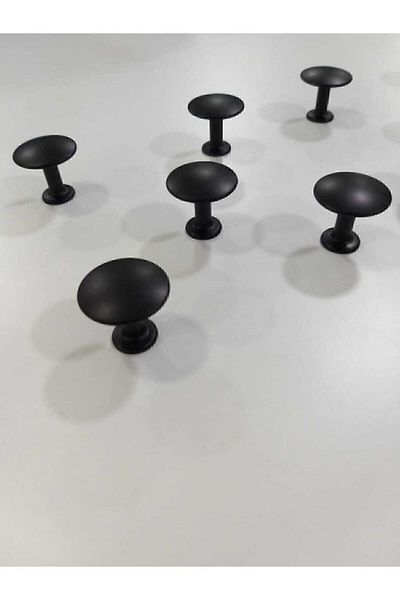 Sima Flat Button Matte Black Furniture Drawer Cabinet Handle 10 Pcs - Furniture Handles - One Size