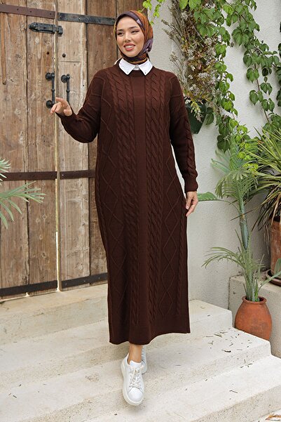 Pamuk Butik فستان تريكو مضفر بسلسلة نسائية