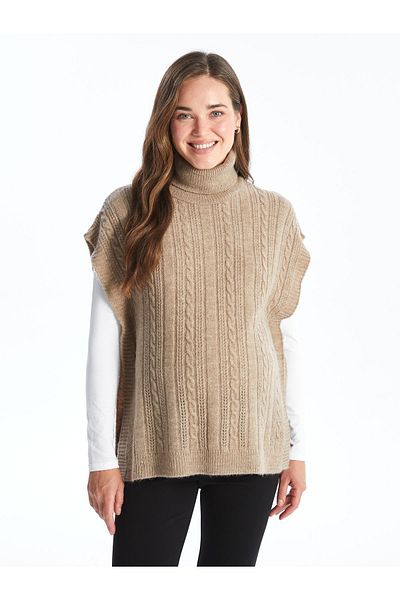 LC Waikiki Damen-Strickpullover – Rollkragenpullover, selbstgemustert