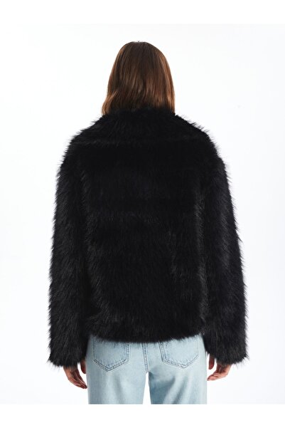 LC Waikiki Ceket Yaka Kadın Pelüş Mont