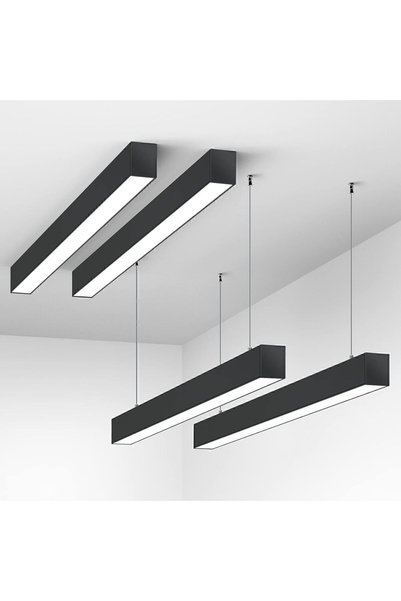 LEKOLED Led Sarkıt Linear Aydınlatma 100 Cm Natural Işık (4000K) 5x8cm Aluminyum Siyah Kasa