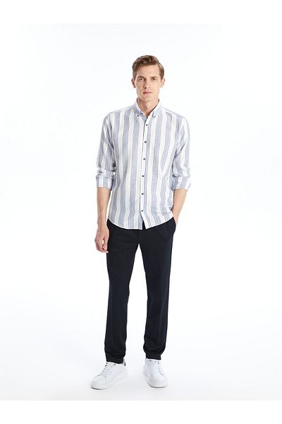 LC Waikiki Koszula męska - Slim Fit, Długi rękaw, Paski