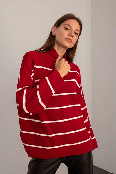 Lady MORE Women's Oversize Striped Half Turtleneck Knitwear Sweater, Striped Sweater, Women's Sweater