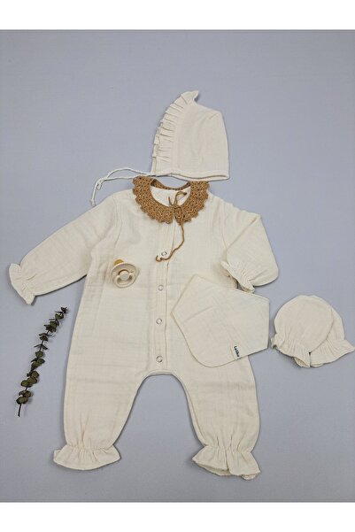 lelikobaby Muslin Overalls - 4 Layers, Knitted Collar, Hospital Exit