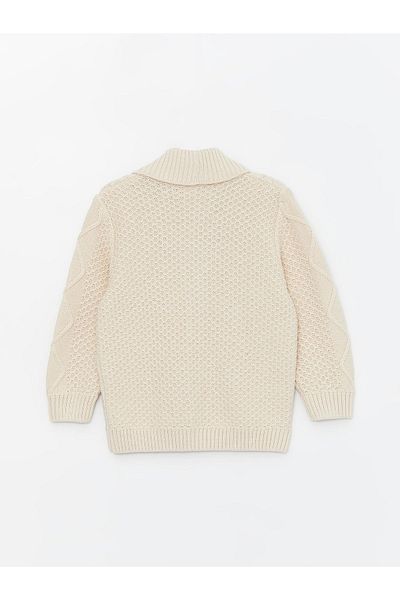 LC Waikiki Shawl Collar Long Sleeve Knitwear Cardigan for Baby Boy