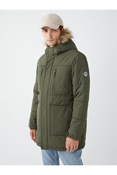 LC Waikiki Palton puf pentru bărbați cu glugă Standard Mold