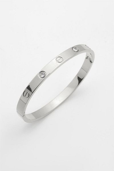 Janset Zircon Stone Handcuff Bracelet - Tarnish Stainless Steel Handcuff Bracelet