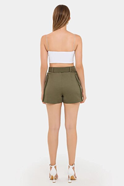 Hiccup Cebi Ve Kuşak Detaylı Pamuk Yüksek Bel Şort