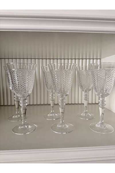 dekorasyon garajı Kristal Kesme Kadeh Balık Sırtı Desen 6 lı