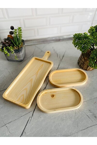 BTHGROUP 3 Piece Set - Breakfast Cheese, Presentation Wooden and Oil Pot Plate