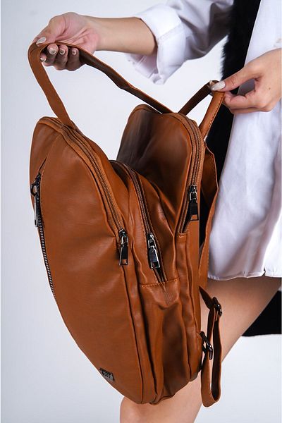 Solo Bag Rucsac de damă din piele moale spălată, cafeniu