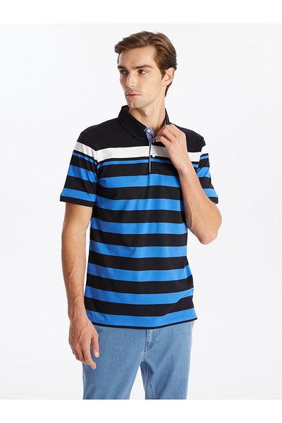 LC Waikiki Gestreiftes Herren-T-Shirt mit Piqué-Polokragen – kurze Ärmel