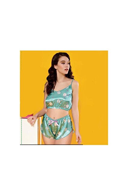 lelies Saten Şortlu Pijama Takımı Tavşanlı