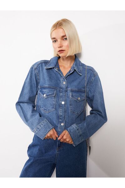 LC Waikiki Long Sleeve Jean Shirt Jacket - Button Detail