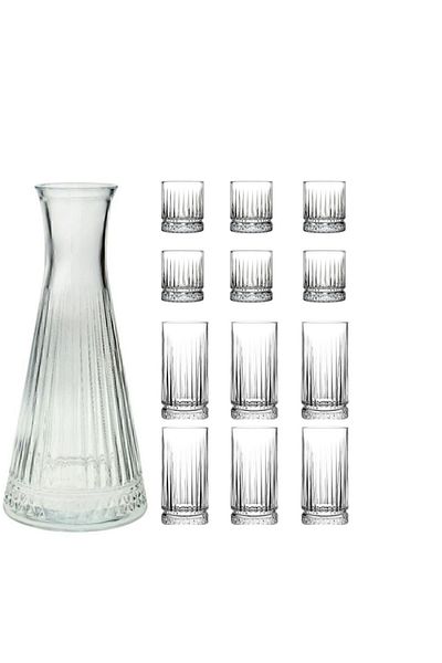 Paşabahçe 13 Piece Elysia Soft Drink, Water Glass Set and Carafe, Flower Pot