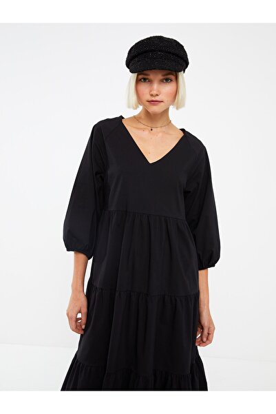 LC Waikiki Poplin V-Neck Women's Dress