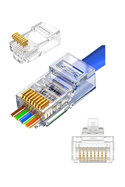 Vwin 50 Adet Yeni Nesil Açık Uçlu (Delikli) Cat6 Ez Rj45 Konnektör Utp Jack 8p/8c Soket
