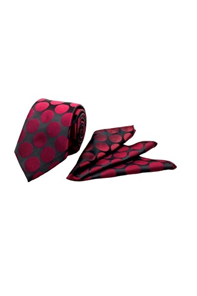 VENCHY ربطة عنق سوداء بورجوندي بنمط منقط 4214-1mk