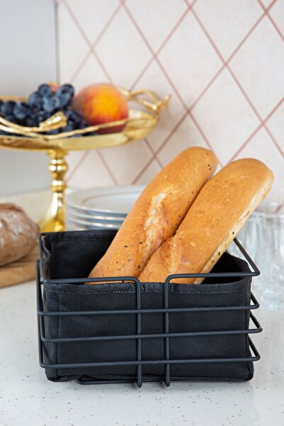 MultiStore Luxury Black Stainless Square Bread Basket - Multi-Purpose