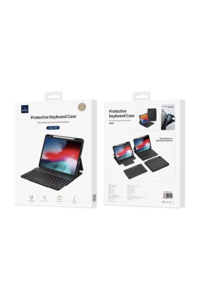 Fogy Apple iPad Pro 13 2024 Uyumlu Keybord Protective Gizli Kalem Bölmeli Klavyeli Kılıfı