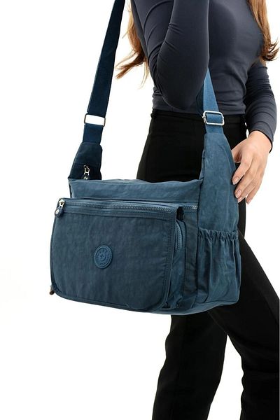 Alanç Gift Țesătură specială de culoare albastră, hidrofugă, cu curea încrucișată cu buzunare multiple, geantă de zi cu zi și de școală pentru poștaș cu umăr de dimensiuni mari